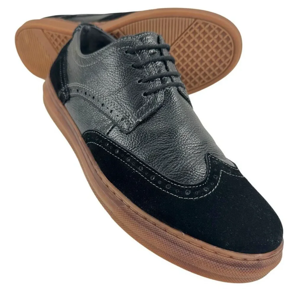 Arkbird Wingtip Black Leather/Suede Oxfords Men’s Size 9